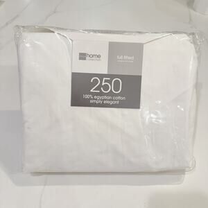 JC Penny Home Collection White Full Fitted Sheet 250 Thread Egyptian Cotton New